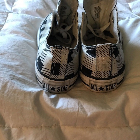 Converse Black and White Glitter Checks Low Top Sz8 Ladies All Stars Pre-Owned - Picture 5 of 11
